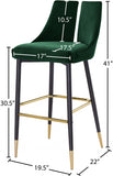 Sleek Velvet Upholstered Bar Stool — 960-C - Green - 960Green-C Dim