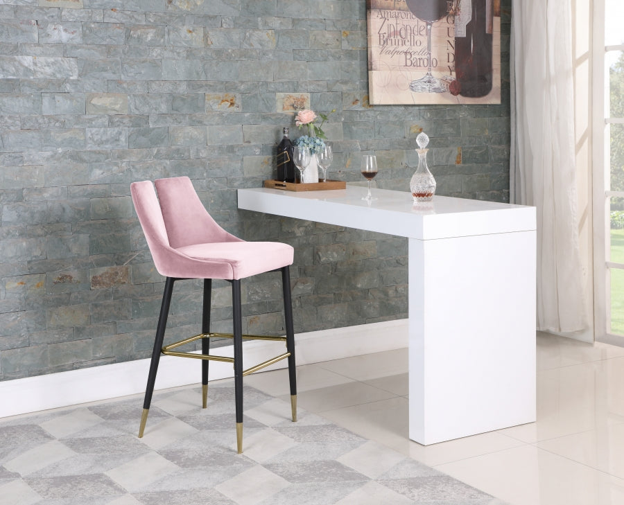 Sleek Velvet Upholstered Bar Stool — 960-C - Pink - 960Pink-C alternate view 1