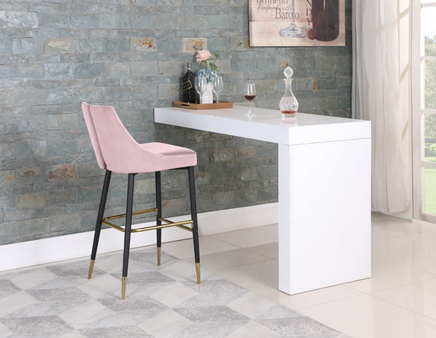 Sleek Velvet Upholstered Bar Stool — 960-C - Pink - 960Pink-C alternate view 2