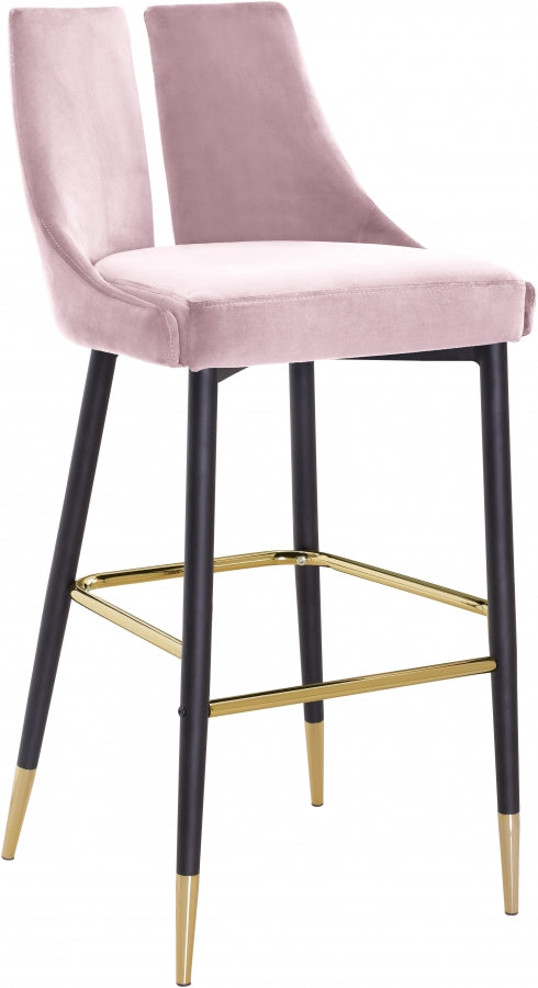 Sleek Velvet Upholstered Bar Stool — 960-C - Pink - 960Pink-C