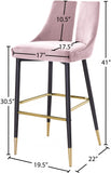 Sleek Velvet Upholstered Bar Stool — 960-C - Pink - 960Pink-C Dim