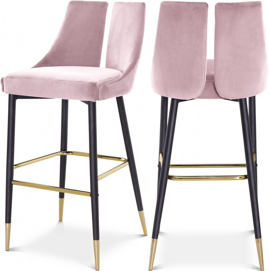 Sleek Velvet Upholstered Bar Stool — 960-C - Pink - 960Pink-C Double Chair