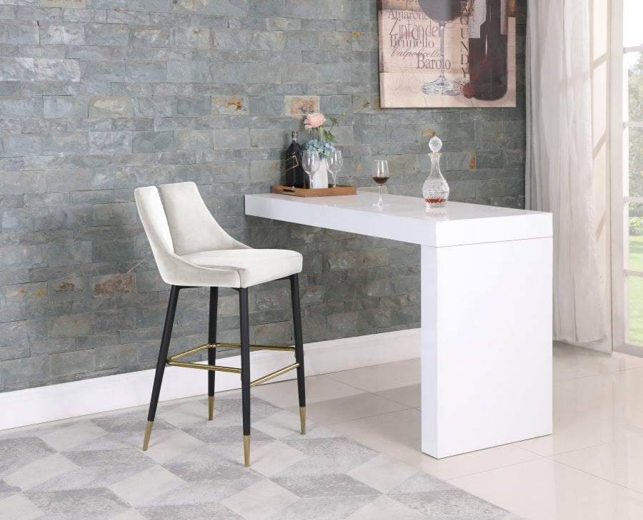 Sleek Velvet Upholstered Bar Stool — 960-C - Cream - 960Cream-C alternate view 1