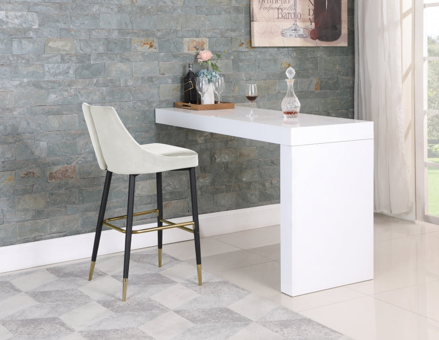 Sleek Velvet Upholstered Bar Stool — 960-C - Cream - 960Cream-C alternate view 2