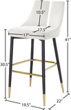 Sleek Velvet Upholstered Bar Stool — 960-C - Cream - 960Cream-C Dim