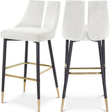 Sleek Velvet Upholstered Bar Stool — 960-C - Cream - 960Cream-C Double Chair