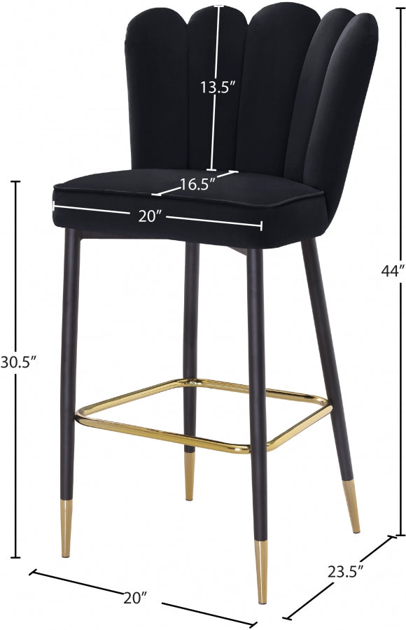 Lily Velvet Upholstered Bar Stool — 961-C - Black - 961Black-C Dim