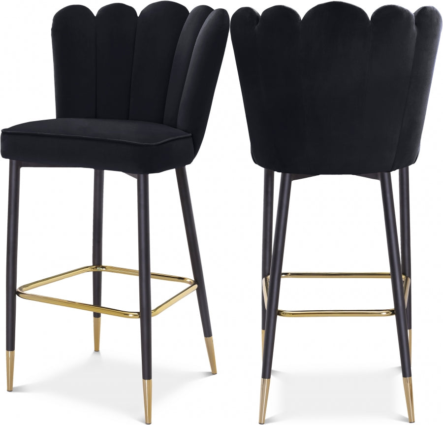 Lily Velvet Upholstered Bar Stool — 961-C - Black - 961Black-C Double Chair