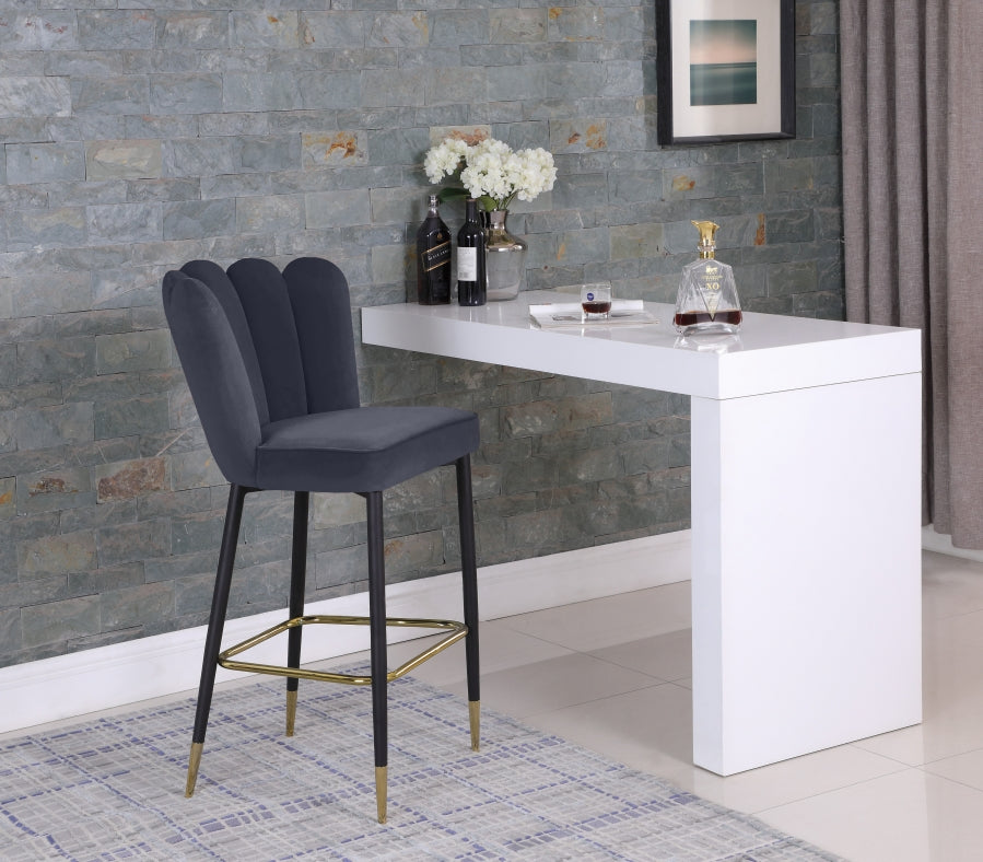 Lily Velvet Upholstered Bar Stool — 961-C - Grey - 961Grey-C alternate view 1
