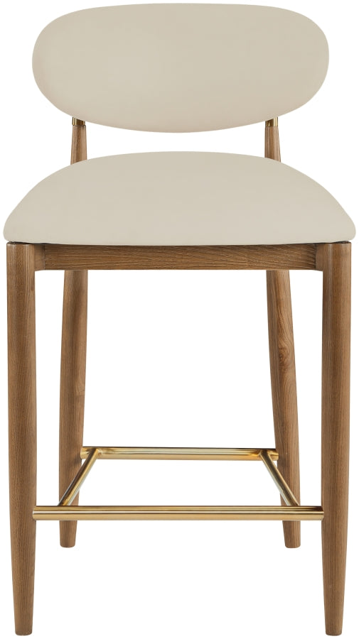 Riccio Vegan Leather Upholstered Counter Stool — 11038-C - Beige - 11038Beige-C alternate view 2
