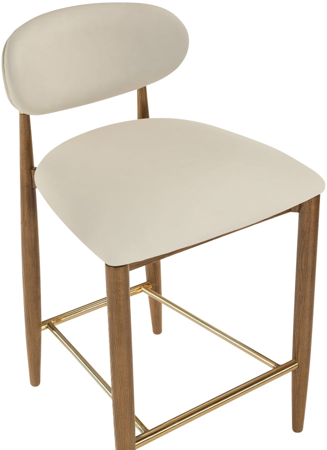Riccio Vegan Leather Upholstered Counter Stool — 11038-C - Beige - 11038Beige-C alternate view 5