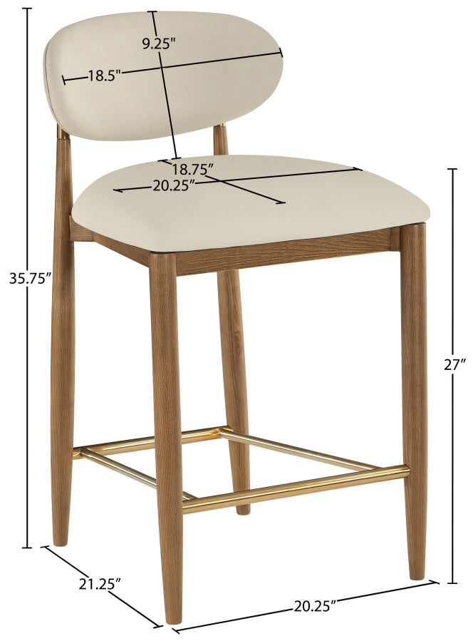 Riccio Vegan Leather Upholstered Counter Stool — 11038-C - Beige - 11038Beige-C Dim