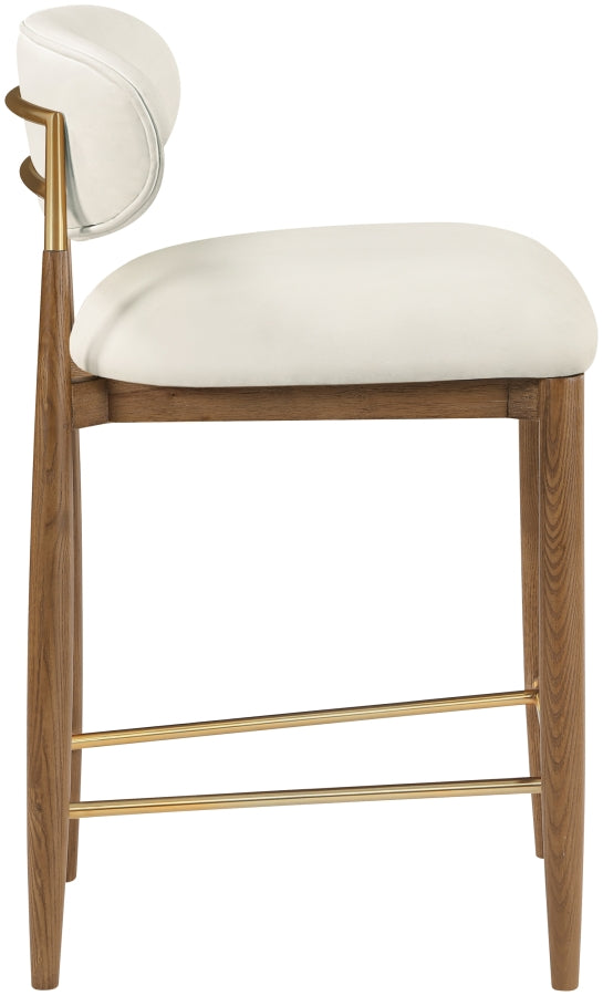 Riccio Vegan Leather Upholstered Counter Stool — 11038-C - Cream - 11038Cream-C alternate view 3