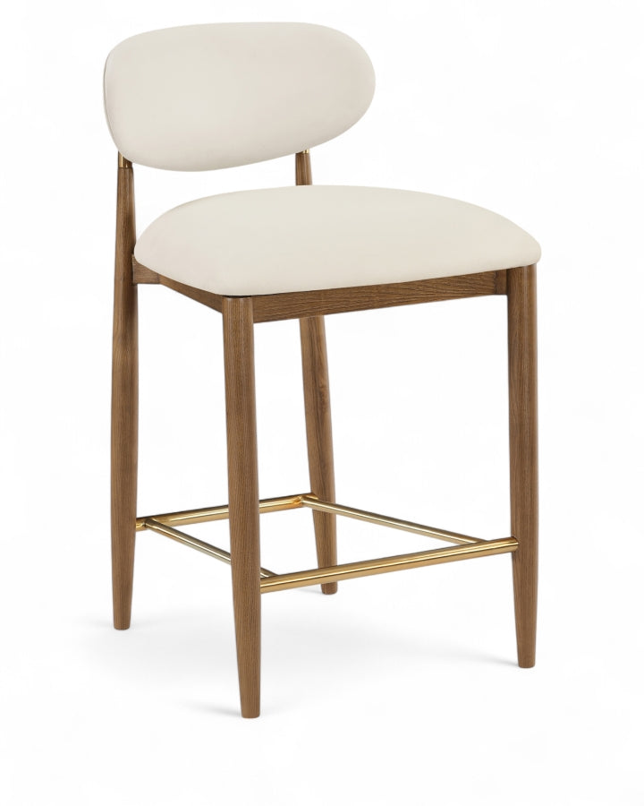 Riccio Vegan Leather Upholstered Counter Stool — 11038-C - Cream - 11038Cream-C