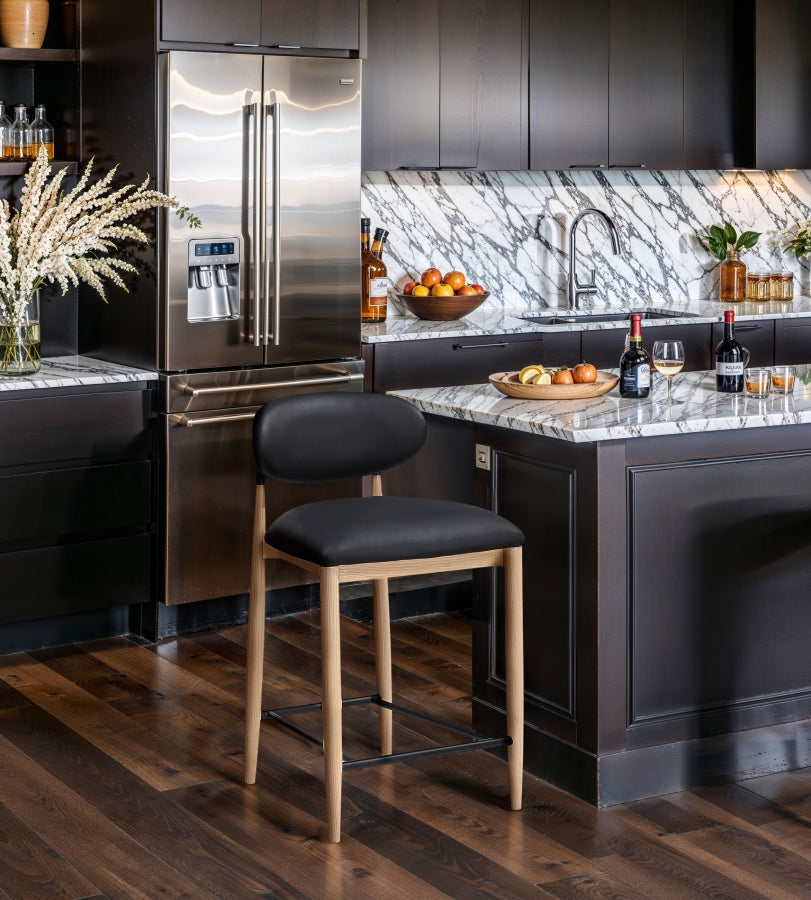 Riccio Vegan Leather Upholstered Counter Stool — 11039-C - Black - 11039Black-C alternate view 1