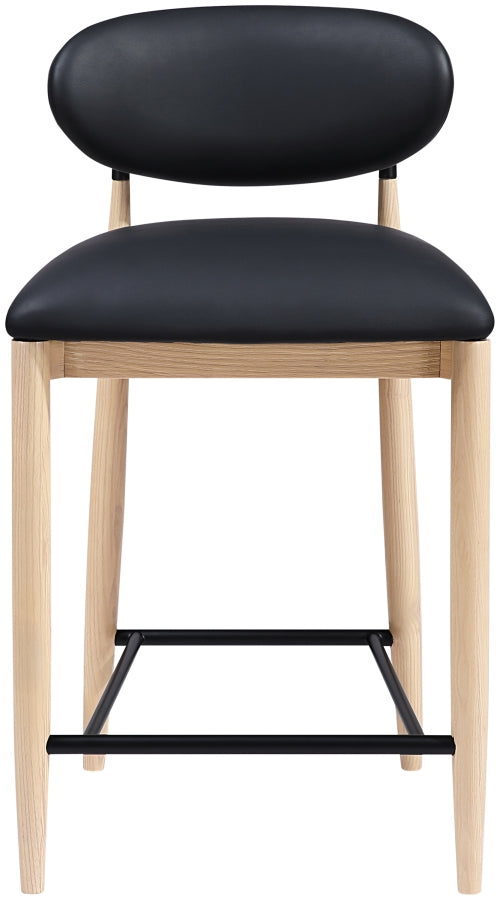 Riccio Vegan Leather Upholstered Counter Stool — 11039-C - Black - 11039Black-C alternate view 2