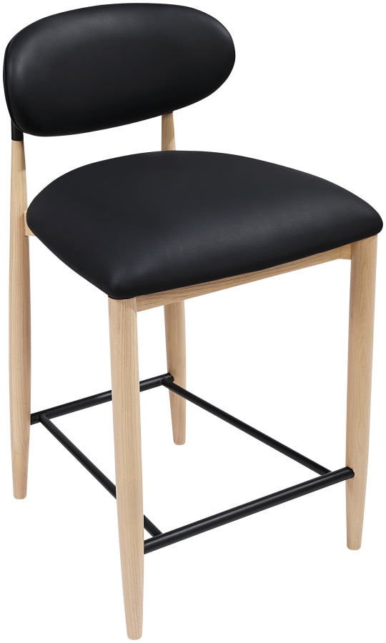 Riccio Vegan Leather Upholstered Counter Stool — 11039-C - Black - 11039Black-C alternate view 5