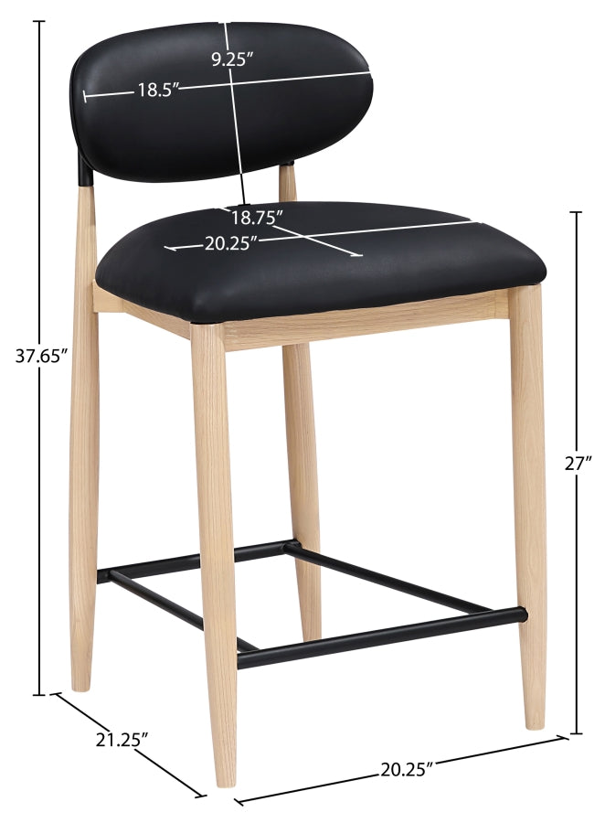 Riccio Vegan Leather Upholstered Counter Stool — 11039-C - Black - 11039Black-C Dim