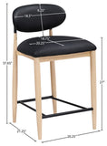 Riccio Vegan Leather Upholstered Counter Stool — 11039-C - Black - 11039Black-C Dim