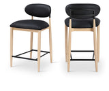 Riccio Vegan Leather Upholstered Counter Stool — 11039-C - Black - 11039Black-C Double Chair
