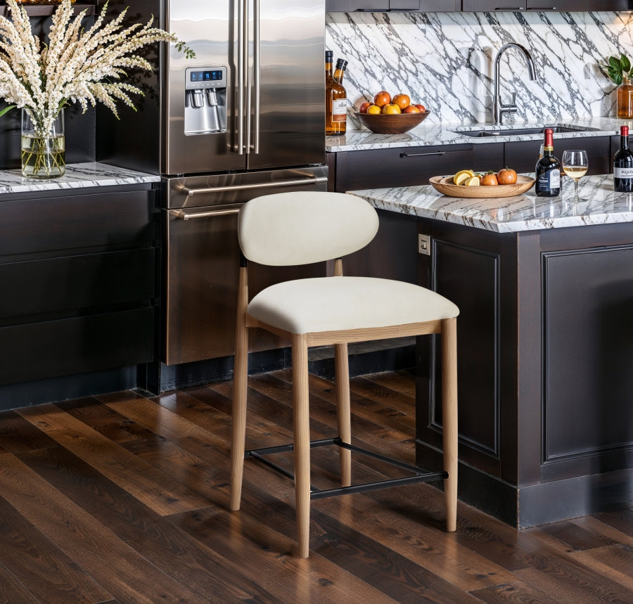 Riccio Vegan Leather Upholstered Counter Stool — 11039-C - Cream - 11039Cream-C alternate view 1