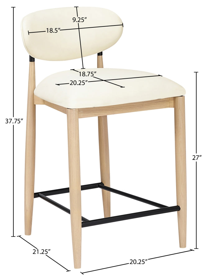 Riccio Vegan Leather Upholstered Counter Stool — 11039-C - Cream - 11039Cream-C Dim