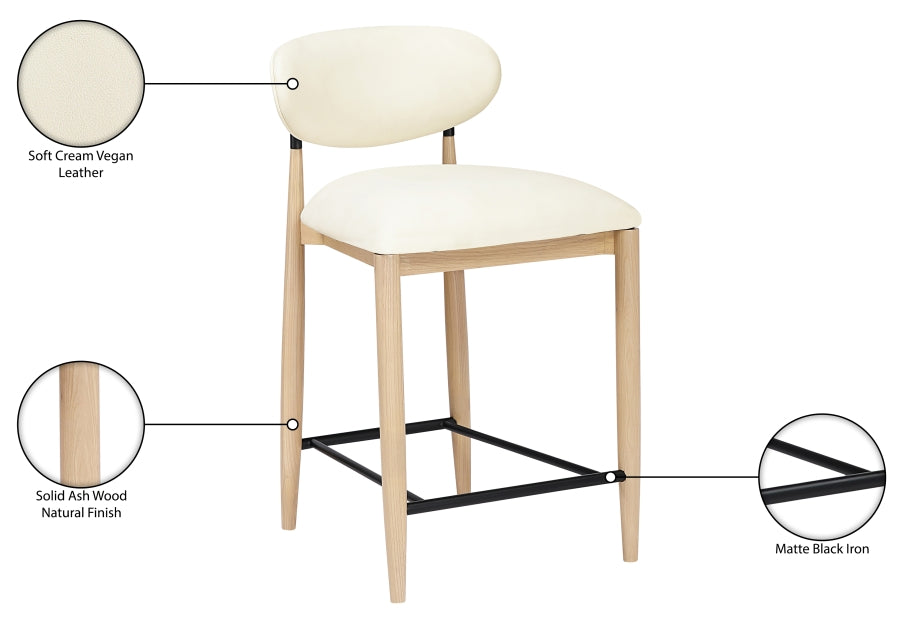 Riccio Vegan Leather Upholstered Counter Stool — 11039-C - Cream - 11039Cream-C Infographic