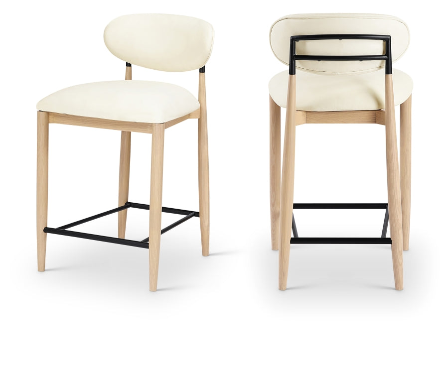 Riccio Vegan Leather Upholstered Counter Stool — 11039-C - Cream - 11039Cream-C Double Chair