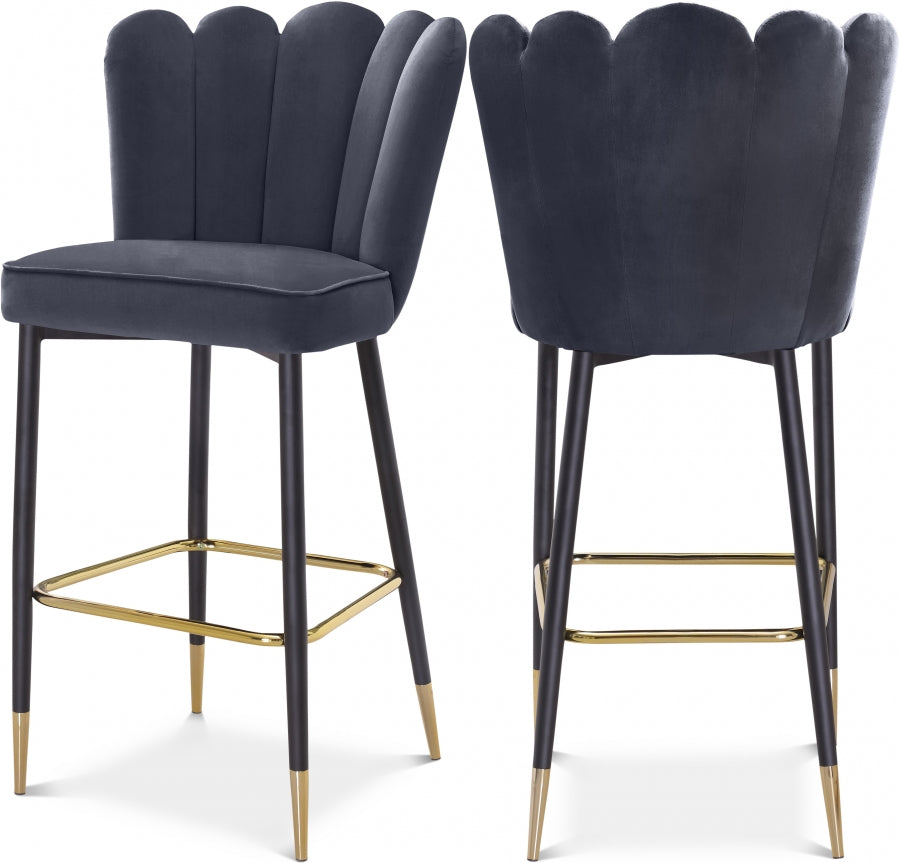 Lily Velvet Upholstered Bar Stool — 961-C - Grey - 961Grey-C Double Chair