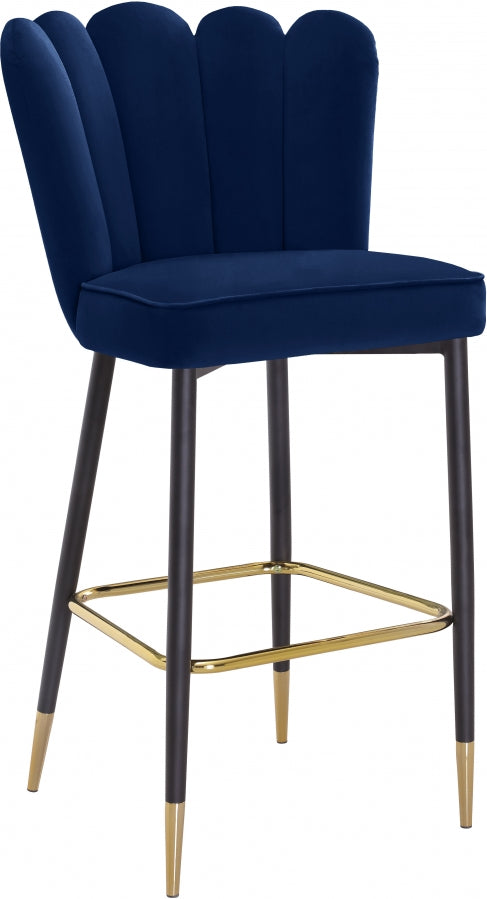 Lily Velvet Upholstered Bar Stool — 961-C - Blue - 961Navy-C