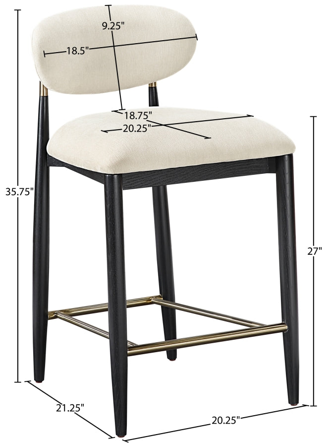 Riccio Performance Fabric Upholstered Counter Stool — 11042-C - Beige - 11042Beige-C Dim