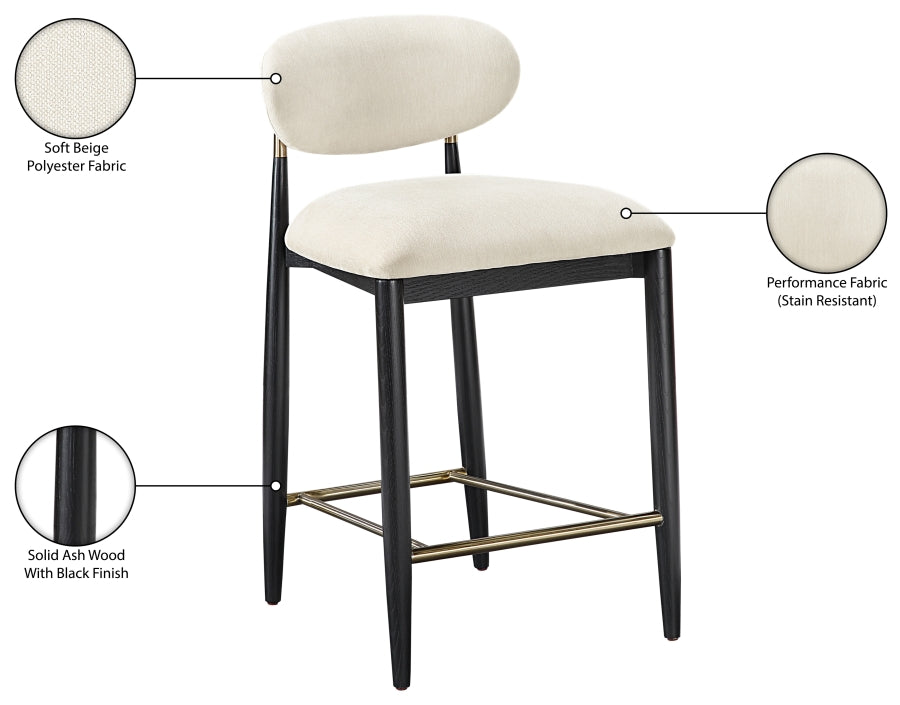Riccio Performance Fabric Upholstered Counter Stool — 11042-C - Beige - 11042Beige-C Infographic