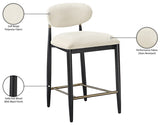Riccio Performance Fabric Upholstered Counter Stool — 11042-C - Beige - 11042Beige-C Infographic