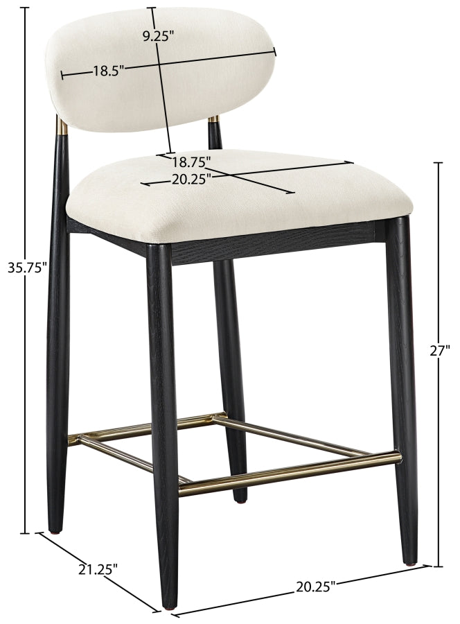 Riccio Performance Fabric Upholstered Counter Stool — 11042-C - Cream - 11042Cream-C Dim