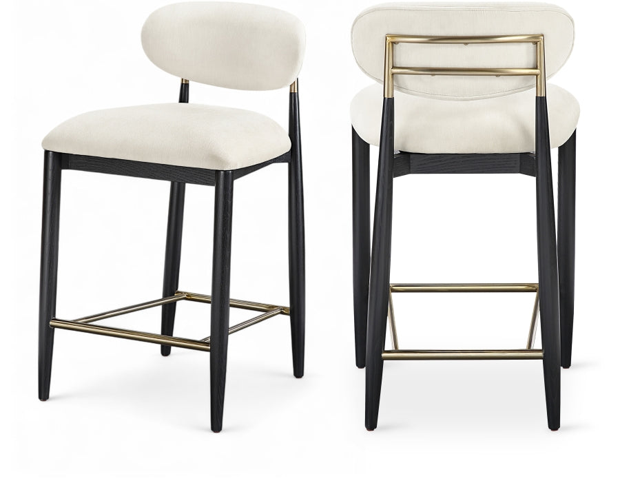 Riccio Performance Fabric Upholstered Counter Stool — 11042-C - Cream - 11042Cream-C Double Chair
