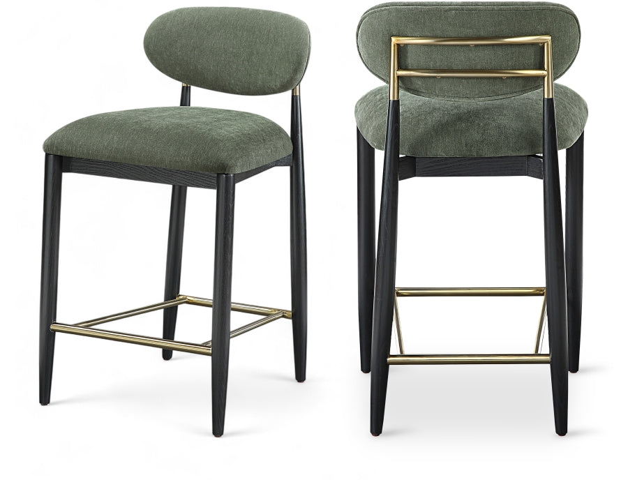 Riccio Performance Fabric Upholstered Counter Stool — 11042-C - Olive - 11042Olive-C Double Chair