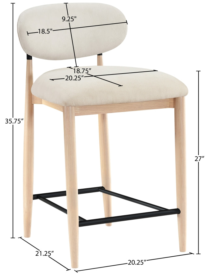 Riccio Performance Fabric Upholstered Counter Stool — 11044-C - Cream - 11044Cream-C Dim