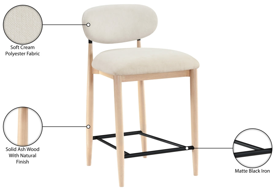 Riccio Performance Fabric Upholstered Counter Stool — 11044-C - Cream - 11044Cream-C Infographic