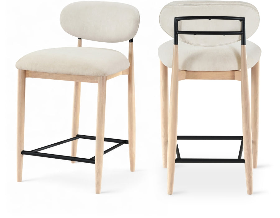 Riccio Performance Fabric Upholstered Counter Stool — 11044-C - Cream - 11044Cream-C Double Chair