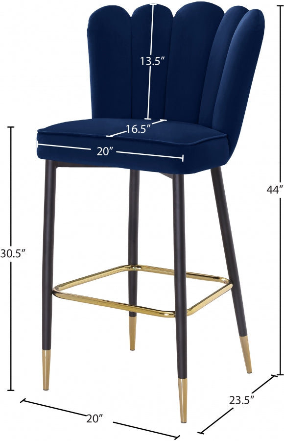 Lily Velvet Upholstered Bar Stool — 961-C - Blue - 961Navy-C Dim