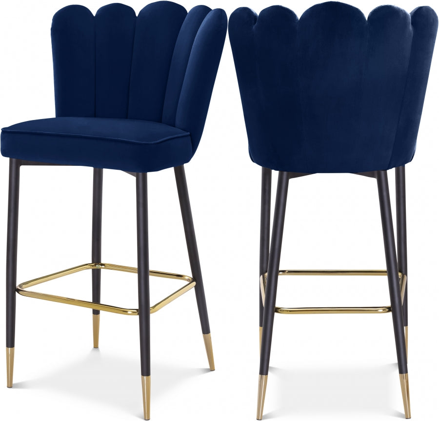 Lily Velvet Upholstered Bar Stool — 961-C - Blue - 961Navy-C Double Chair