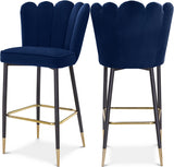 Lily Velvet Upholstered Bar Stool — 961-C - Blue - 961Navy-C Double Chair