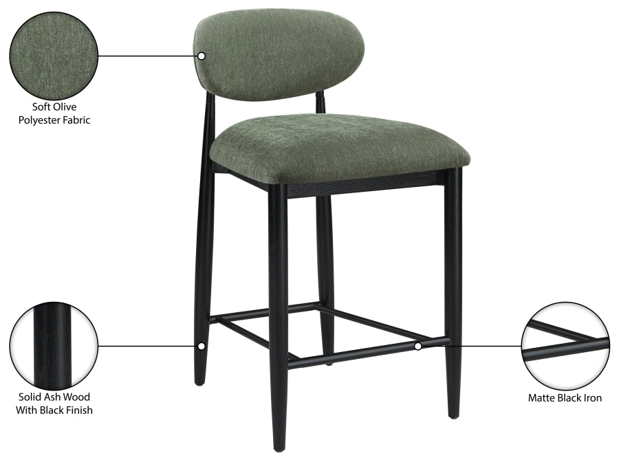 Riccio Performance Fabric Upholstered Counter Stool — 11049-C - Olive - 11049Olive-C Infographic