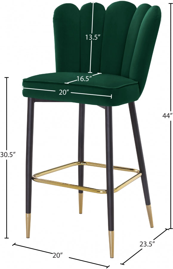 Lily Velvet Upholstered Bar Stool — 961-C - Green - 961Green-C Dim