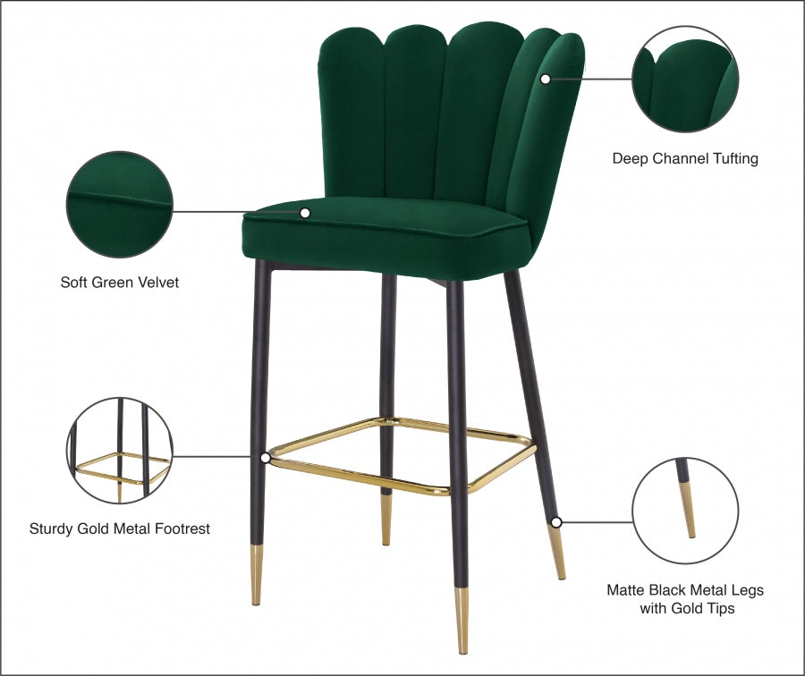 Lily Velvet Upholstered Bar Stool — 961-C - Green - 961Green-C Infographic