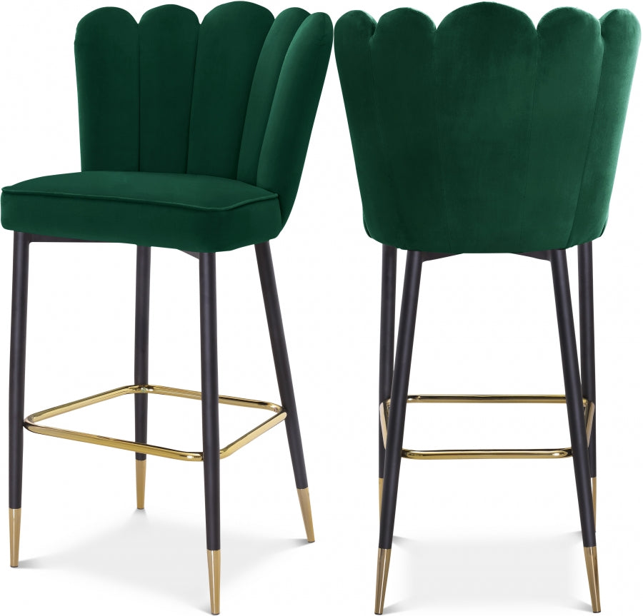 Lily Velvet Upholstered Bar Stool — 961-C - Green - 961Green-C Double Chair