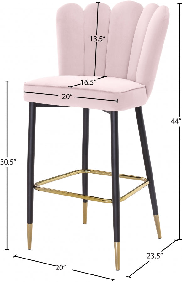 Lily Velvet Upholstered Bar Stool — 961-C - Pink - 961Pink-C Dim
