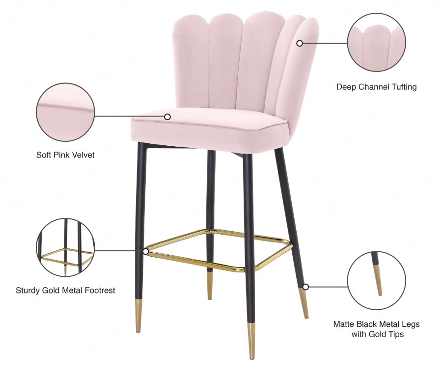 Lily Velvet Upholstered Bar Stool — 961-C - Pink - 961Pink-C Infographic