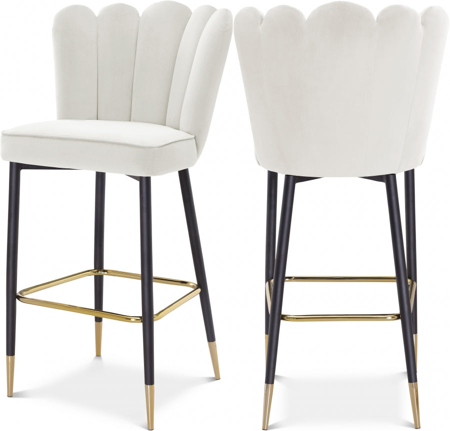 Lily Velvet Upholstered Bar Stool — 961-C - Cream - 961Cream-C Double Chair