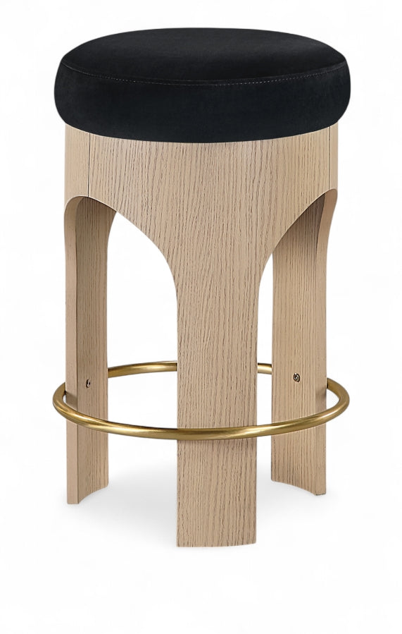 Bocceli Velvet Upholstered Counter Stool — 11057-C - Black - 11057Black-C